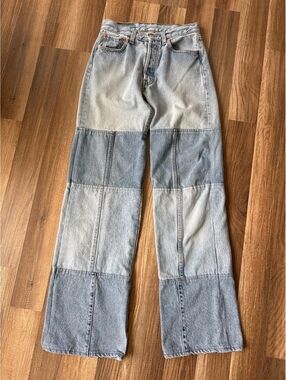 Vintage Levi's 501 Patchwork Jeans Women's 28x32 Button Fly Wide Leg Denim